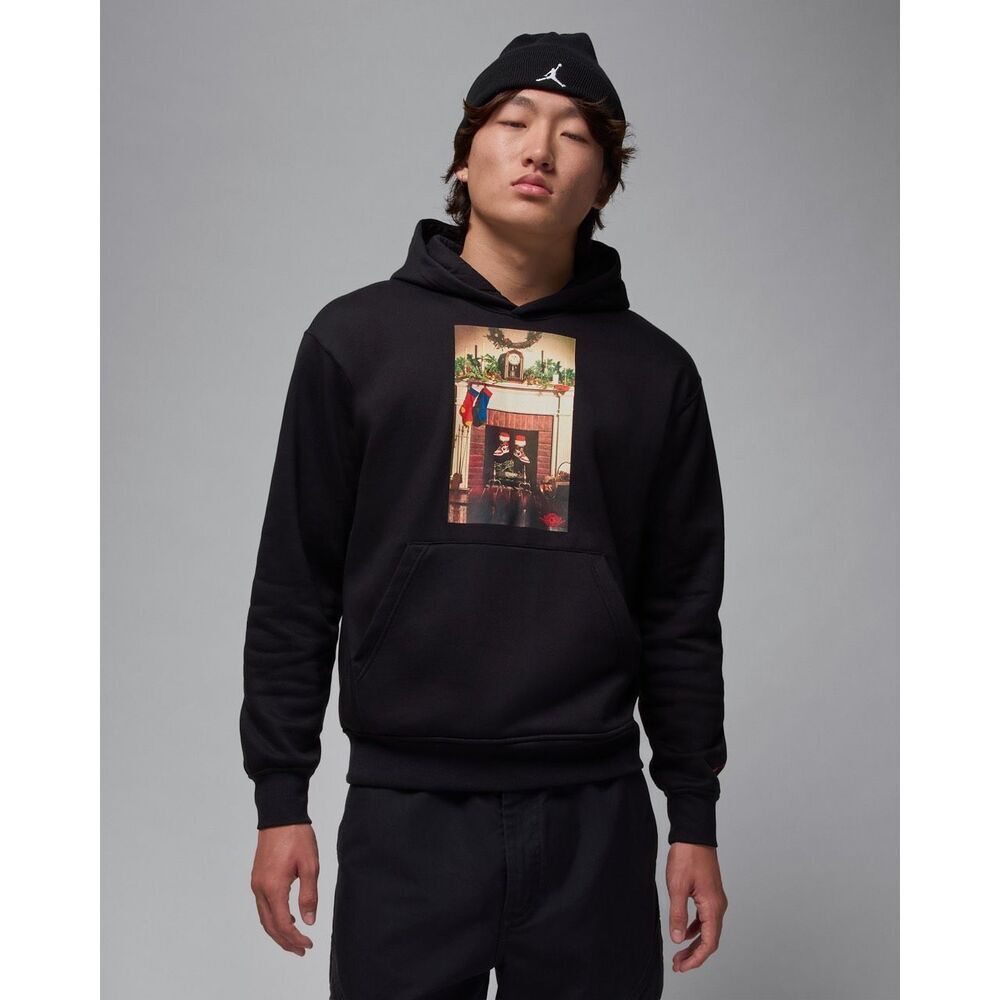 Jordan NWT Jumpman "Chimney" Santa Holiday Fleece Pullover Hoodie Black Medium